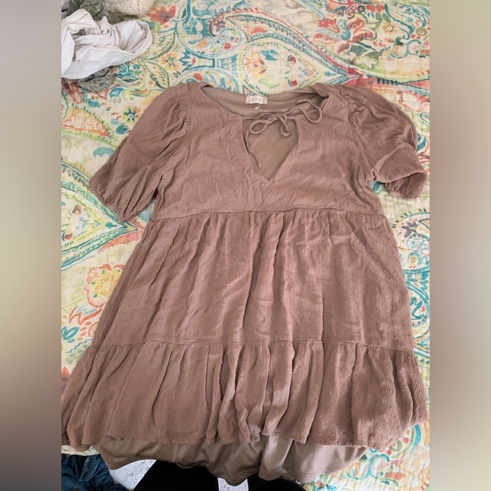 Altard State mini dress/L/tan